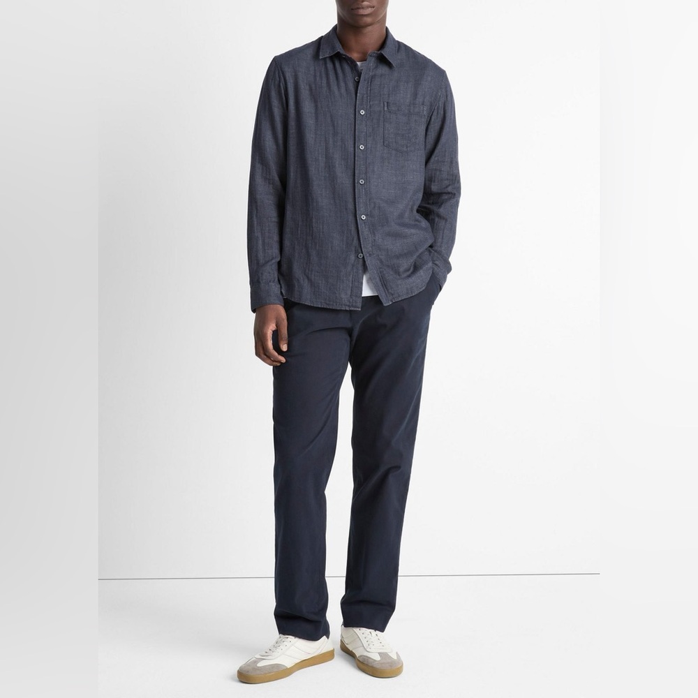Vince Classic Fit 2-Ply Cotton Denim Button-Up Shirt M